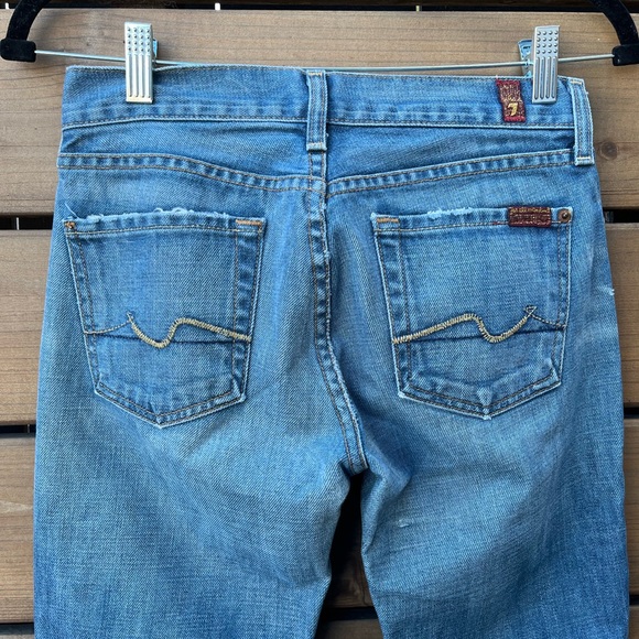 Vintage 7 for all Man Kind kick flares, medium wash, distressed. Size 25 - Picture 7 of 13